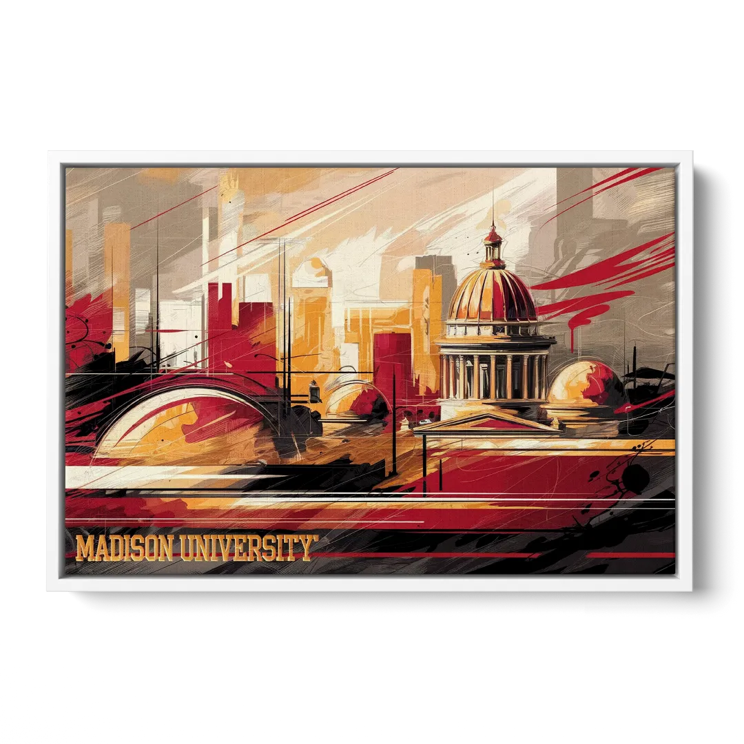 Madison University Spirit Front - White Canvas Wall Art