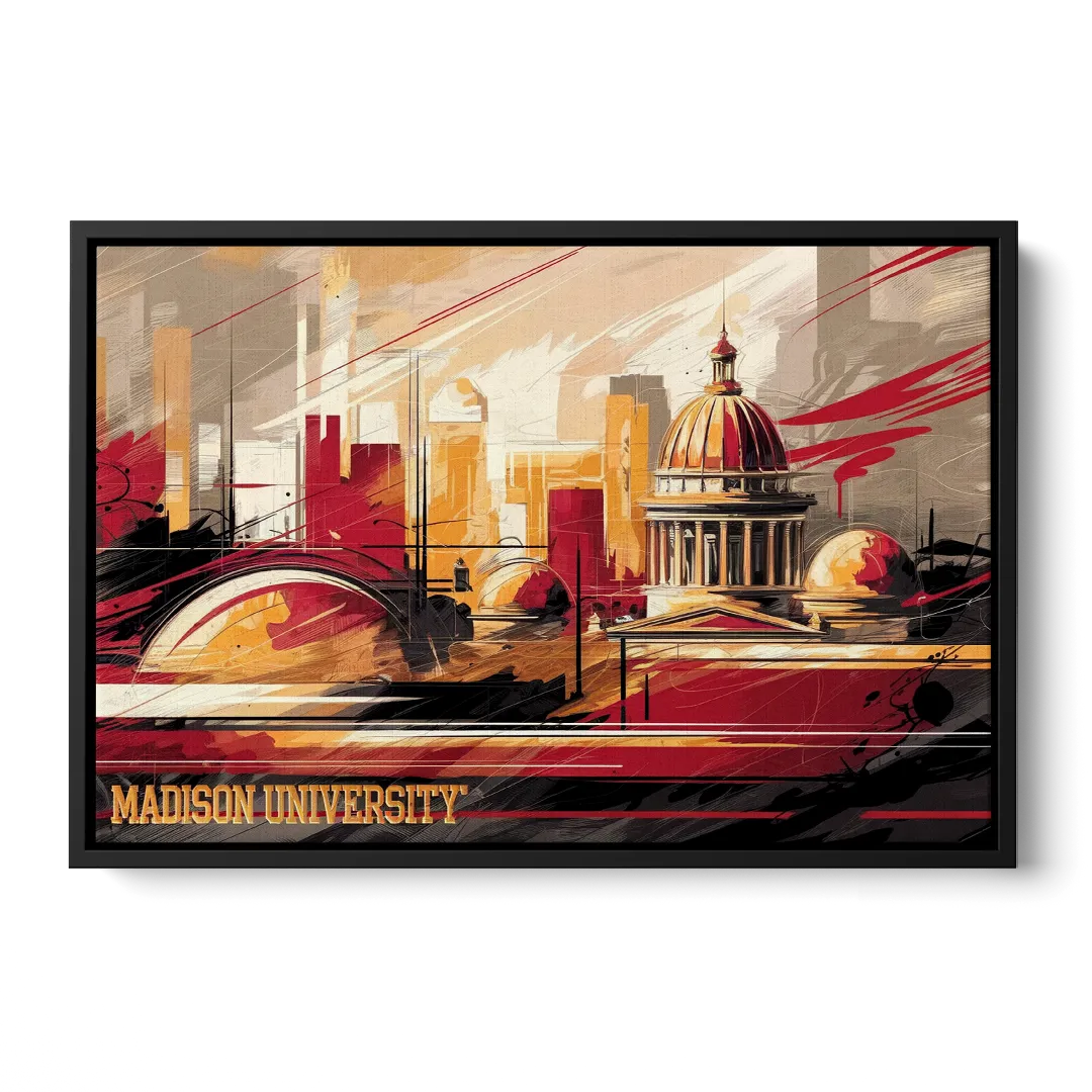 Madison University Spirit Front - Black Canvas Wall Art