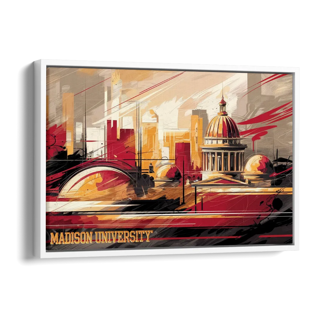 Madison University Spirit Side - White Canvas Wall Art