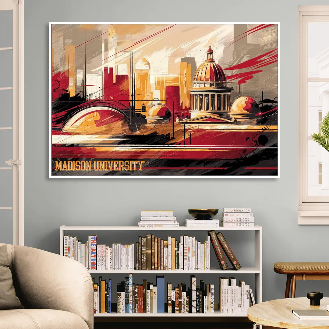Madison University Spirit Sitting Room - White Canvas Wall Art