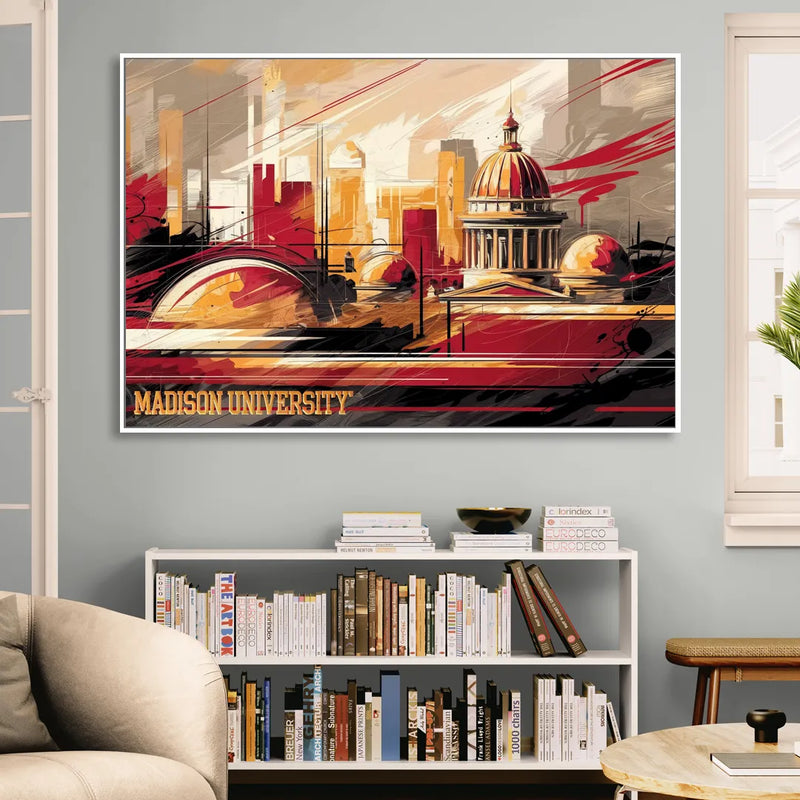 Madison University Spirit Sitting Room - White Canvas Wall Art