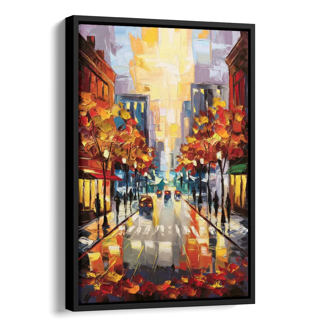 Madison Vibrant Downtown Side - Black Canvas Wall Art