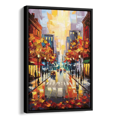 Madison Vibrant Downtown Side - Black Canvas Wall Art