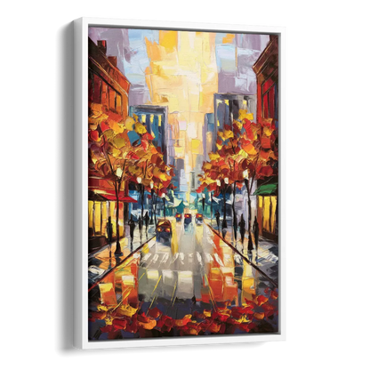 Madison Vibrant Downtown Side - White Canvas Wall Art