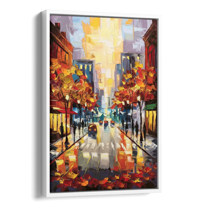 Madison Vibrant Downtown Side - White Canvas Wall Art