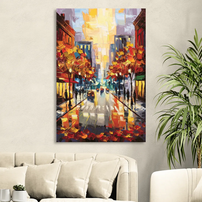 Madison Vibrant Downtown Sitting Room - Canvas Wall Art