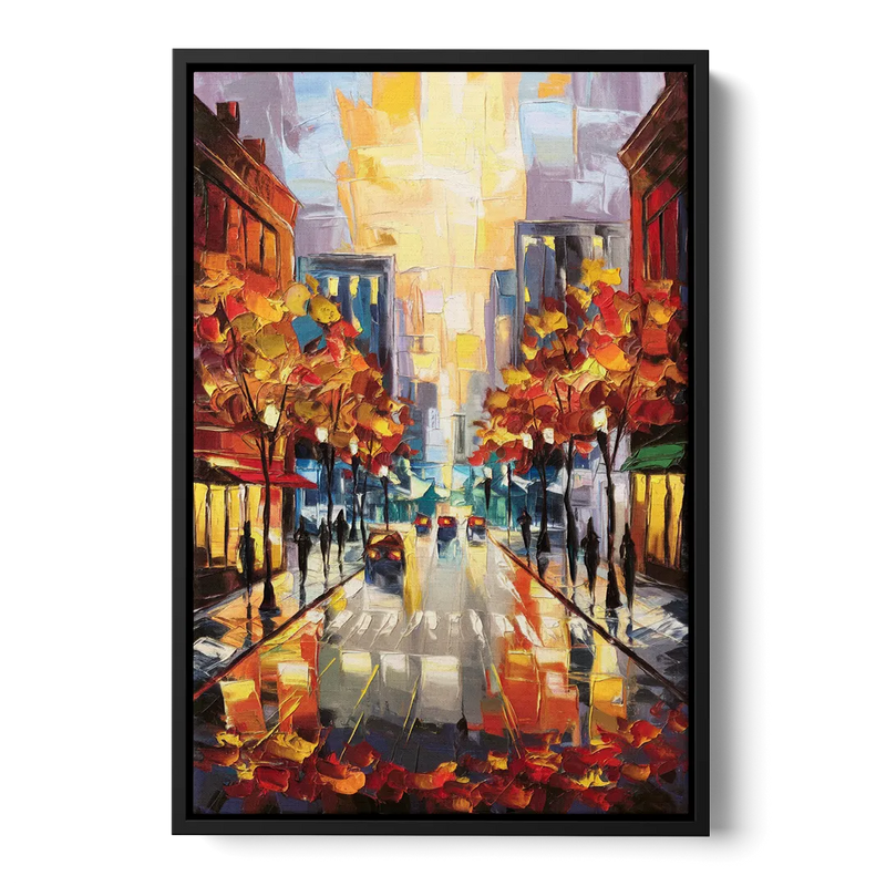Madison Vibrant Downtown Front - Black Canvas Wall Art
