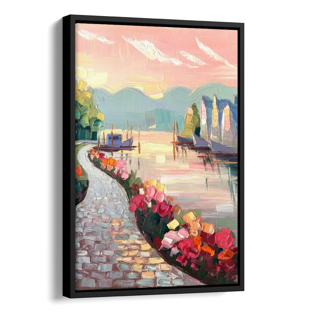 Madison Waterfront Stroll Side - Black Canvas Wall Art