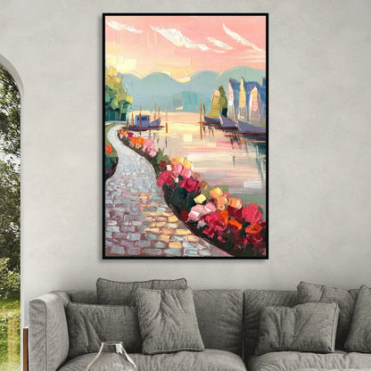 Madison Waterfront Stroll Living Room - Black Canvas Wall Art