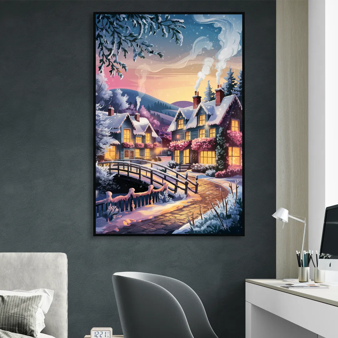 Madison Winter Wonderland Living Room - Black Canvas Wall Art