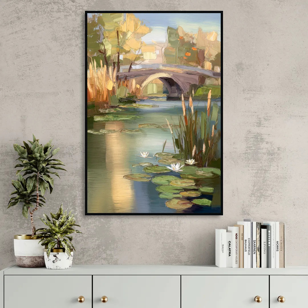 Madison Yahara River Tranquility Living Room - Black Canvas Wall Art