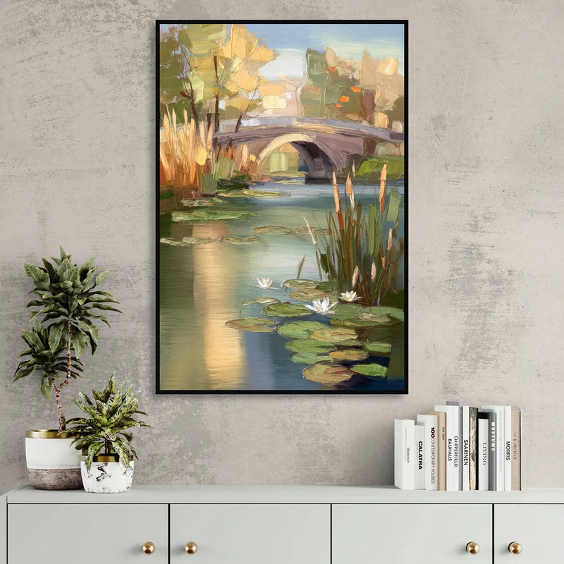Madison Yahara River Tranquility Living Room - Black Canvas Wall Art