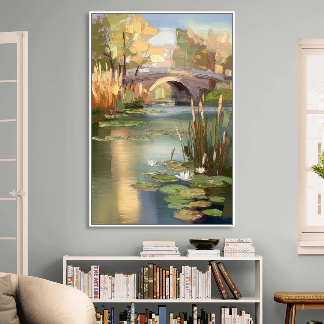 Madison Yahara River Tranquility Living Room - White Canvas Wall Art