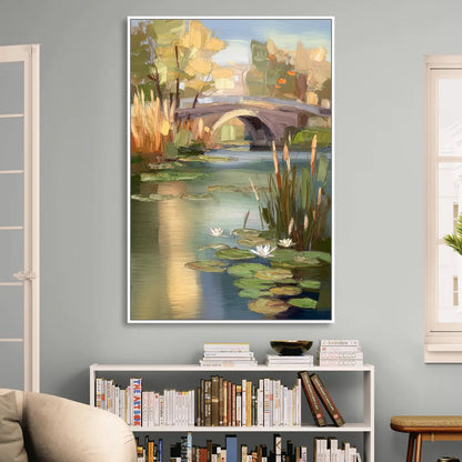 Madison Yahara River Tranquility Living Room - White Canvas Wall Art