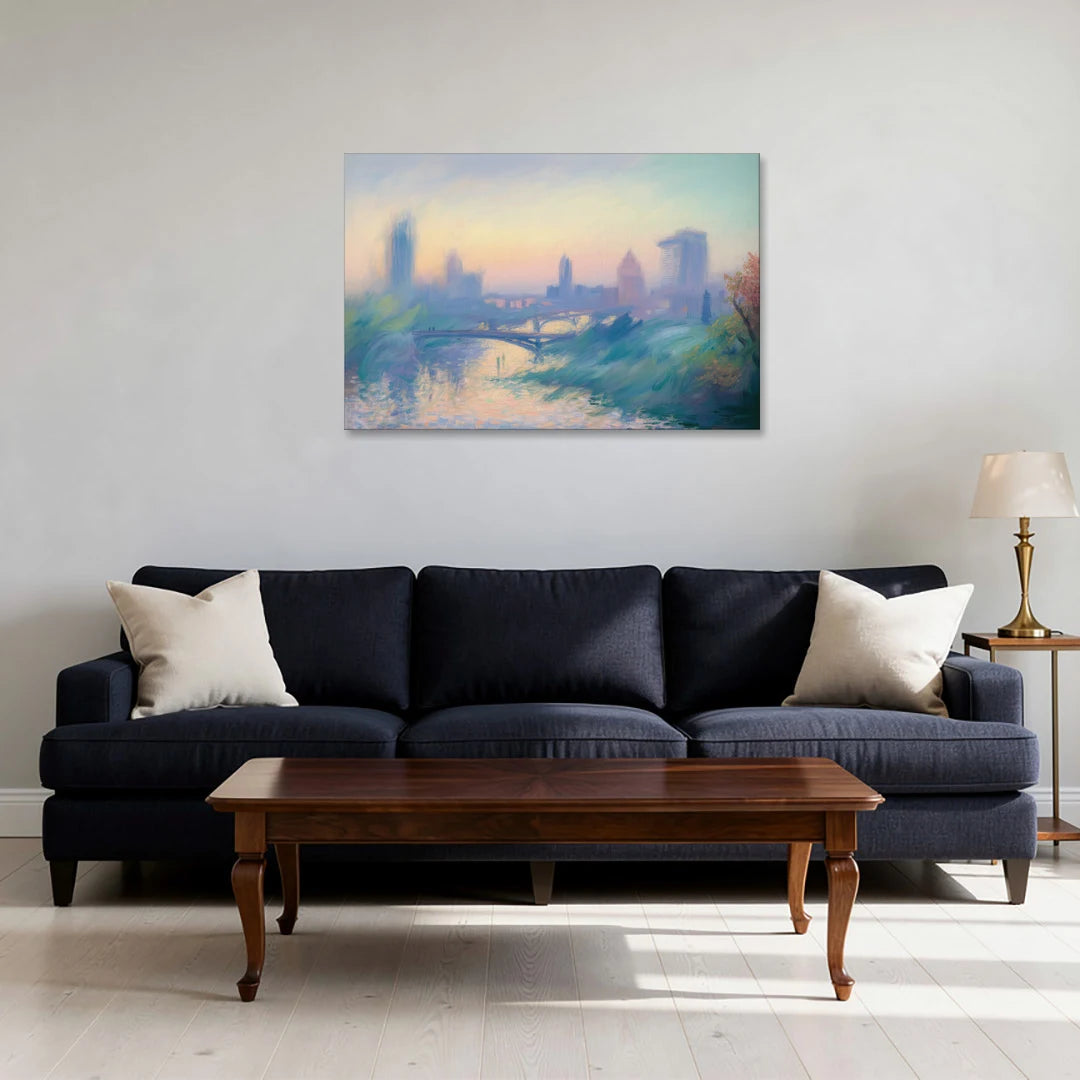 Madrid Skyline Silhouette - Canvas Wall Art - Sofa - 36x24