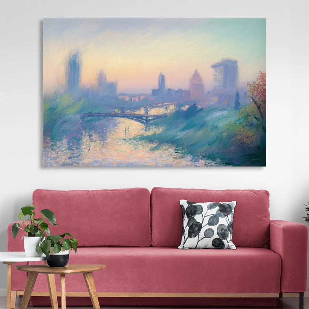 Madrid Skyline Silhouette Sitting Room - Canvas Wall Art