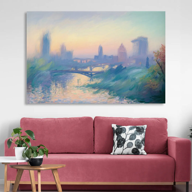 Madrid Skyline Silhouette Sitting Room - Canvas Wall Art