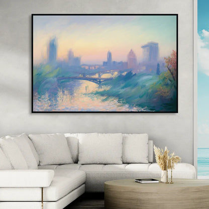 Madrid Skyline Silhouette Sitting Room - Black Canvas Wall Art