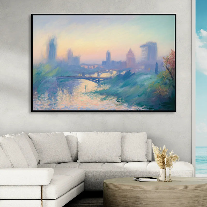 Madrid Skyline Silhouette Sitting Room - Black Canvas Wall Art