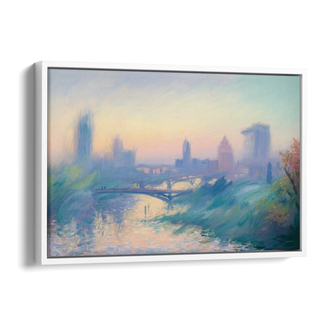 Madrid Skyline Silhouette Side - White Canvas Wall Art