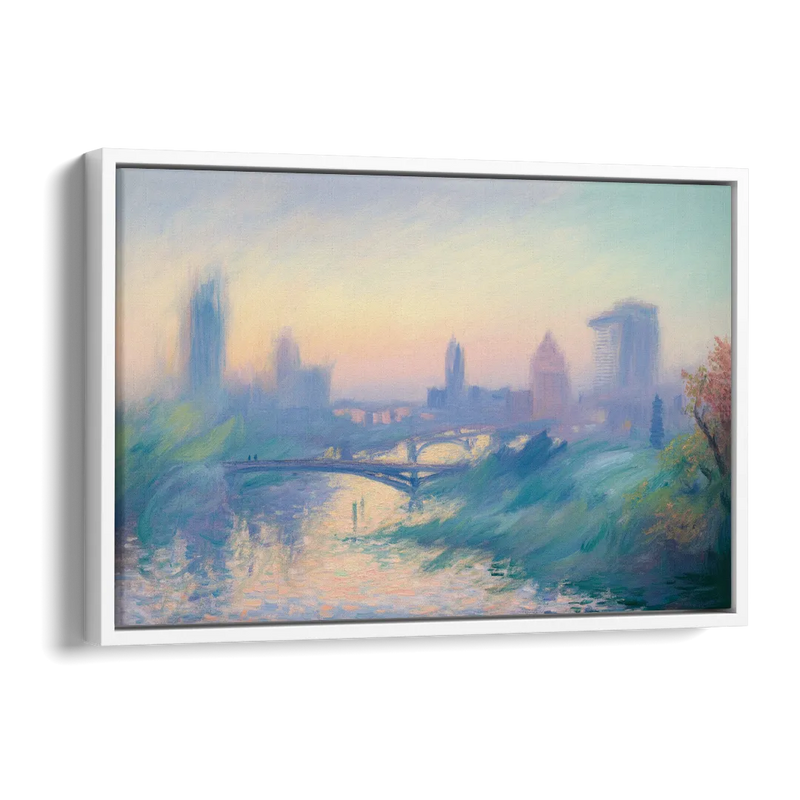 Madrid Skyline Silhouette Side - White Canvas Wall Art