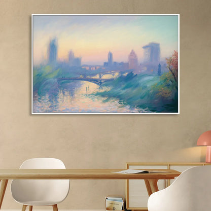 Madrid Skyline Silhouette Sitting Room - White Canvas Wall Art