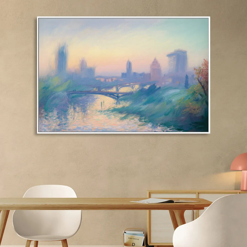 Madrid Skyline Silhouette Sitting Room - White Canvas Wall Art