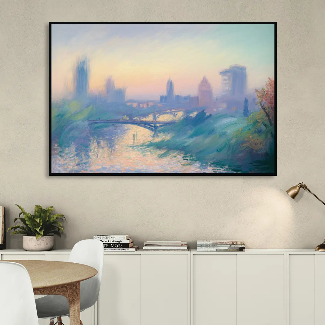Madrid Skyline Silhouette Living Room - Black Canvas Wall Art