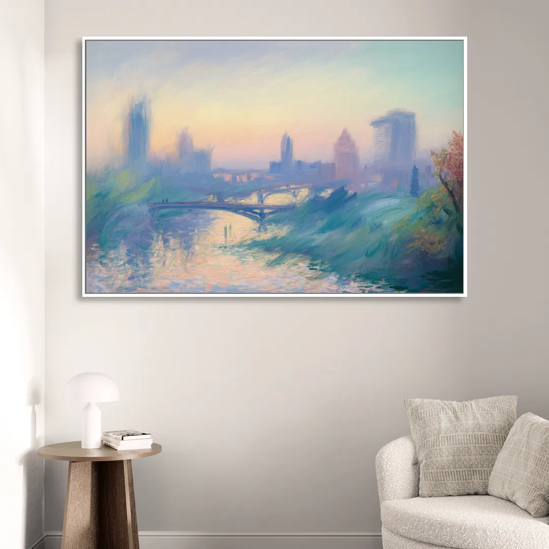 Madrid Skyline Silhouette Living Room - White Canvas Wall Art