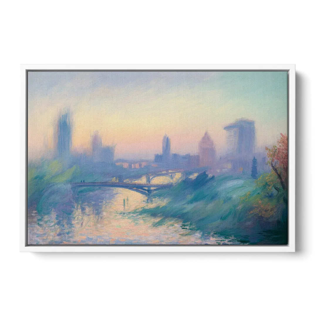 Madrid Skyline Silhouette Front - White Canvas Wall Art