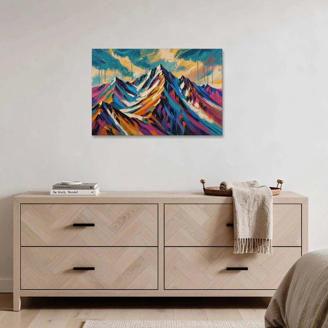 Magenta Peaks Under a Storm Sky - Canvas Wall Art - Coffee Table - 36x24