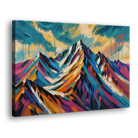Large Magenta Mountain Peaks Under a Storm Sky - Canvas Wall Art