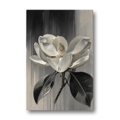 Magnolia Canvas Art with a Single White Bloom - Canvas Wall Art - Front