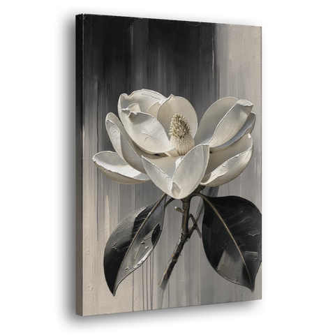 Magnolia Canvas Art with a Single White Bloom - Canvas Wall Art - Side