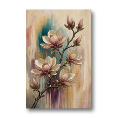 Magnolia Canvas Print in Ivory and Gold - Canvas Wall Art - Front