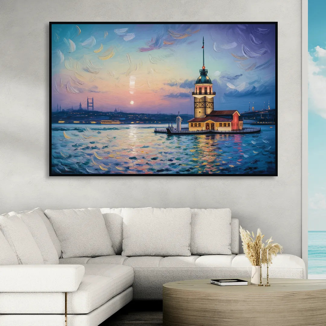 Maiden's Tower Mystery Living Room - Black Canvas Wall Art