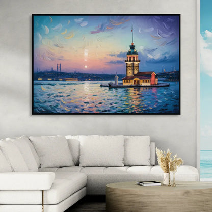 Maiden's Tower Mystery Living Room - Black Canvas Wall Art