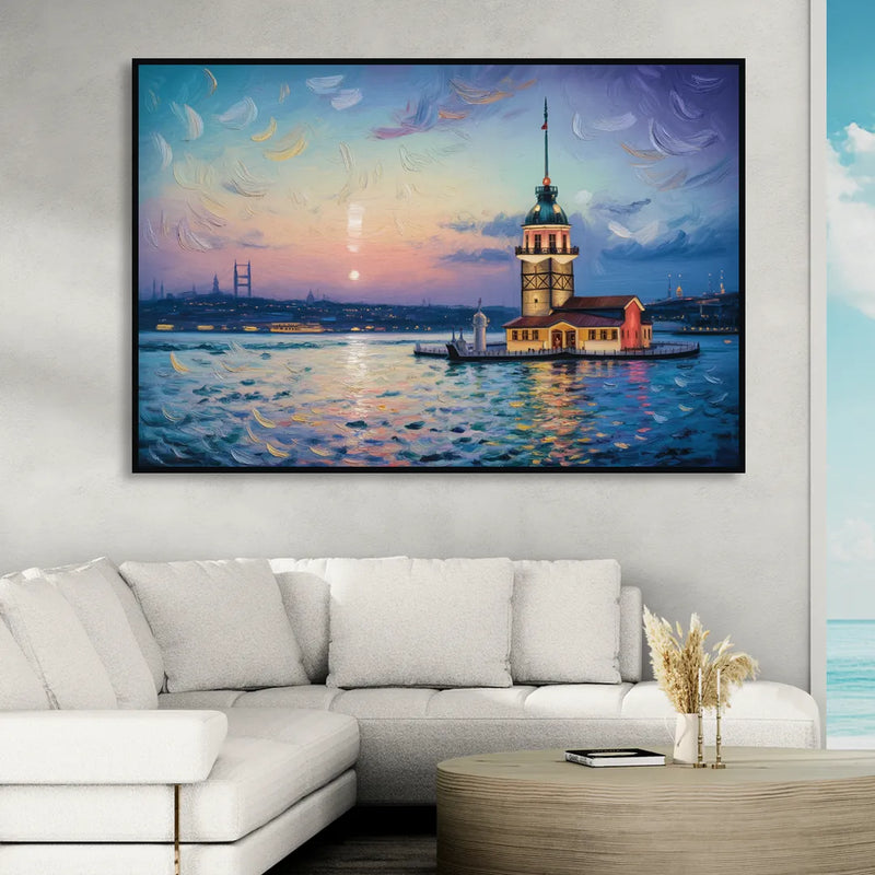Maiden's Tower Mystery Living Room - Black Canvas Wall Art
