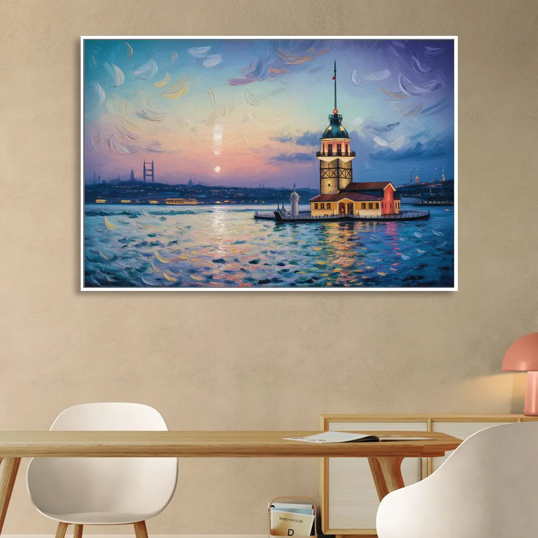 Maiden's Tower Mystery Living Room - White Canvas Wall Art