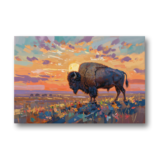 Majestic Buffalo Silhouette - Canvas Wall Art - Front