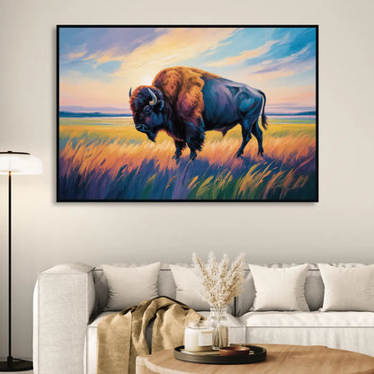 Majestic Buffalo Silhouette Sitting Room - Black Canvas Wall Art