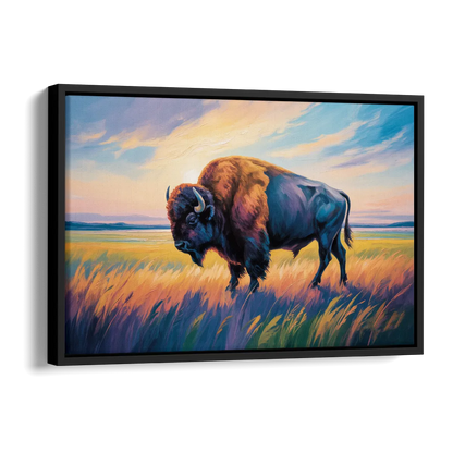 Majestic Buffalo Silhouette Side - Black Canvas Wall Art
