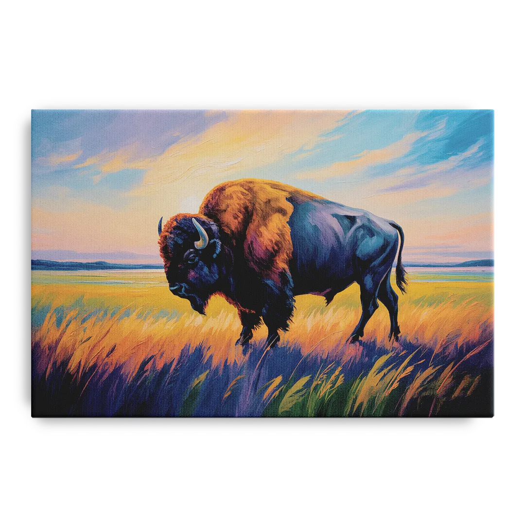 Majestic Buffalo Silhouette - Canvas Wall Art