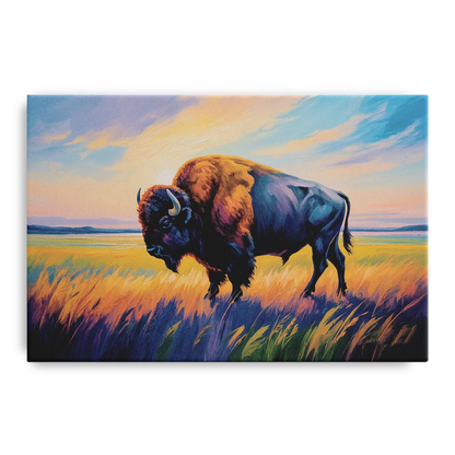 Majestic Buffalo Silhouette Front - Canvas Wall Art