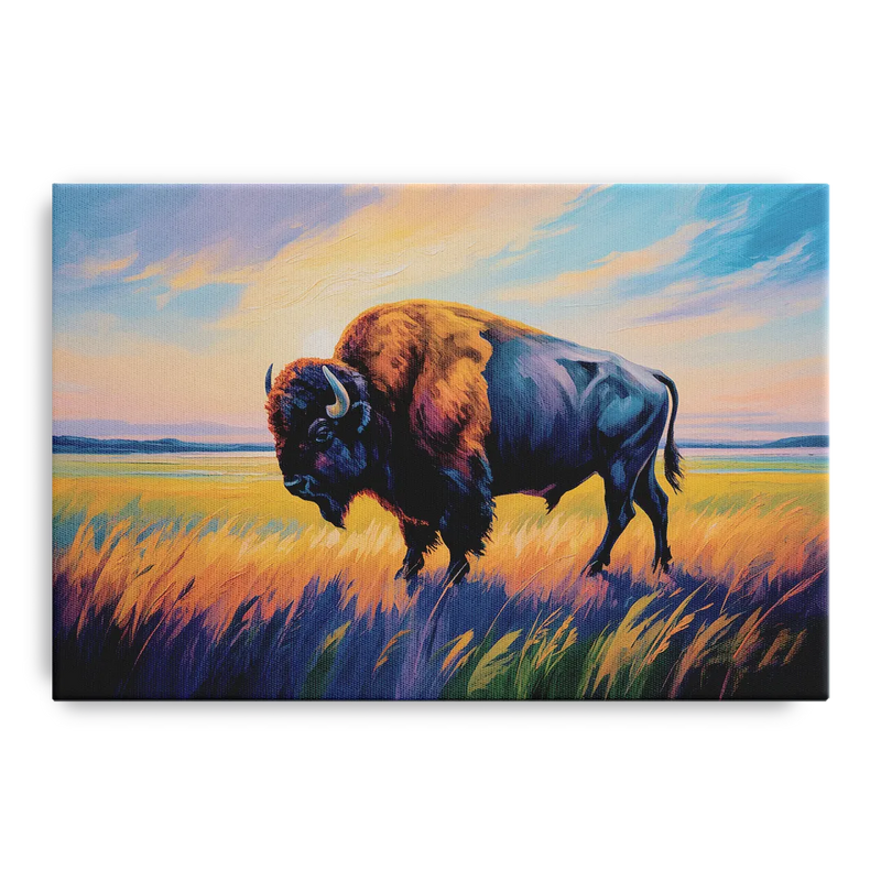 Majestic Buffalo Silhouette Front - Canvas Wall Art