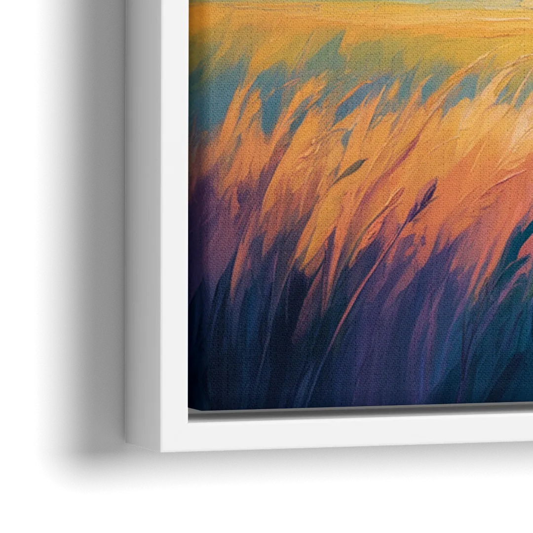 Majestic Buffalo Silhouette - Close-Up White Frame Canvas