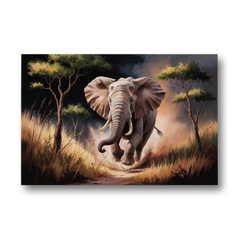 Majestic Elephant Charge - Canvas Wall Art - Front