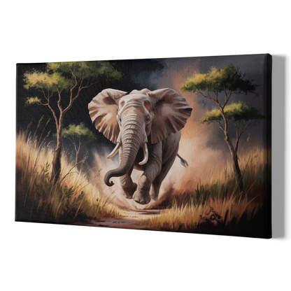 Majestic Elephant Charge - Canvas Print Art Sides