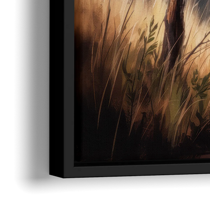 Majestic Elephant Charge - Close-Up Black Frame Canvas