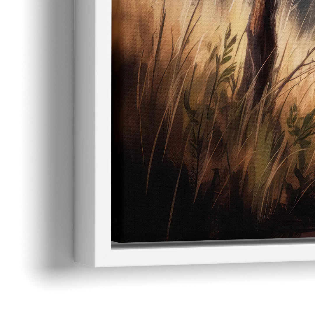 Majestic Elephant Charge - Close-Up White Frame Canvas